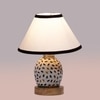 Devansh Conical White & Black  Cotton Shade Lamp With Wood & Mosaic Glass Base For Decoration/Office/Home/Gifting/Study For Decoration/Office/Home/Gifting/Study -(10X10X14.5) Inches -A