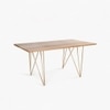 Art Deco Solid Wood 6 Seater Dining Table in Natural & Brass Finish
