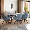 Adria Copa Cabana Black Stone 6 Seater Dinning Table With 6  Wella Dining Chairs (Finish : Carrara White, Chair Colour : Blue)