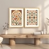 Mughal Floral Motifs Set of 2 Framed Posters Indian Art 45x60 cm