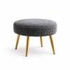 Doe Buck Luna Boucle Round Ottoman Stool in Grey Colour with Gold Metal Legs