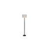 Flora White Natural Fiber Floor Lamp with Black Iron Base