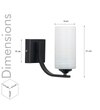 Andretti Single Light Bathroom Wall Fitting In Black Finish With Frosted White Glass