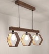 Hexagram 3 Series Brown Solid Wood Cluster Hanging Light