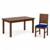 Globally Indian Aurelie Solid Sheesham Wood 6 Seater Dining Table Set 6 Chairs Navy Blue