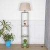 Gallow Metal Multiutility Shelf Floor Lamp With Beige Cotton Shade
