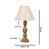 Devansh Off-White Cotton Vintage  Lamp With Wood Base (12X19)