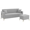 Convil Velvet L Shape 4 Seater  Sofa in Grey Color