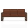 Moreno 3 Seater Solid Wood Sofa in Danish Walnut Finish and Terracotta Stripe Fabric
