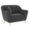 Rivo Velvet 1 Seater Sofa in Dark Grey Color