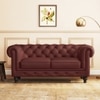 Winchester 2 Seater Half Leather Sofa In Bordeaux Italian Leather