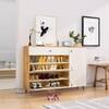Hexa Red Engineered Wood Shoe Rack in Giant Wood and Frosty White Colour