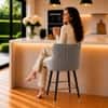 Doe Buck Nolen Upholstered Bar Stool in Grey Colour with Gold Tip Legs