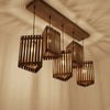 Trikona 5 Series Brown Solid Wood Cluster Hanging Light