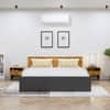 Hexa Engineered Wood Modern King Bed With Headboard With Storage In Slate Grey And Giant Wood