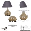 INGRAM Smoke Glass and Metal Table Lamp With Black Cotton Shade