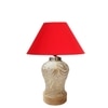 Devansh Conical  Red Cotton Shade  Lamp With  Wood & Mosaicglass Base For Decoration /Office/Home/Gifting/Study For Decoration /Office/Home/Gifting/Study -(10X10X14.5) Inches -