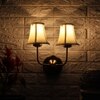 Devansh Dual Gold Metal  Wallmounted Lamp With Cotton Off-White Shade