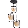 Eliante Hanging Lights, Champaign Glass Shade, Mild Steel And Wood, 3 Bulbs