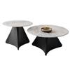 Luxury Marble Nesting Coffee Table Set with Matte Black Stainless Steel Base