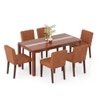 Atlas Crest Solid Wood 6 Seater Dining Table with Ludo Solid Wood Dining Chair