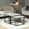 Velt Square Metal Nesting Coffee Table Set Black Finish White Porcelain Top Set Of 2