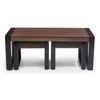 Altura Rectangular Solid Wood Coffee Table With Nested Stools In Two Tone Finish