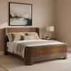 Heritage Cane Upholstered King Size Bed in Linen With Oak wood Frame
