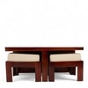 Blane Sheesham Wood Accent Coffee Table Set With 4 Stools In Honey Finish