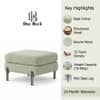 Doe Buck Luxe Boucle Square Ottoman in Sage Green Colour with Black Metal Legs