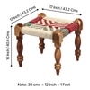 Riaza Sheesham Wood Vintage Set of 2 Stools in Multicolour Chindi & White Rope Canning