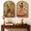 Mughal Royal Lady Garden Wall Art Painting Set of 2 with Gold Frame 16 x 24 Inch