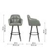 Doe Buck Luxury Faux Leather Counter Height Bar Stool in Sage Colour