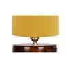 Shelby Yellow cotton table lamp with brown wood base