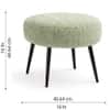 Doe Buck Luna Boucle Round Ottoman Stool in Sage Colour with Black Metal Legs