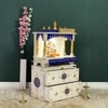 D'Dass Multi Color Mdf and Sheesham Wooden Temple With Cabinet For Pooja