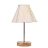 Devansh Off-White Cotton Vintage  Lamp With Natural  Wood Base  & Steel Pipe  (12X8X19.25)