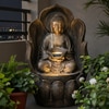 Leaf Buddha Jade Green and Copper Fiber Glass Indoor Fountain