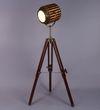 Wooden Spot Light Floor Lamp in Brown Shade