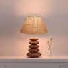 Devansh Beige Jute Table Lamp With Wood  Pebble Lamp  (10X10X15) Inches