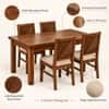 Globally Indian Vikirana Solid Sheesham Wood 4 Seater Dining Table Set 4 Chairs Beige