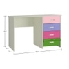 Cherokee Multicolor Kids Student Desk with 4 Handle Less Drawers in Ivory English Pink Colour
