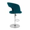 Doe Buck Adjustable Upholstered Bar Stool in Teal Colour with Chrome Base