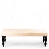 Cairo Sheesham Wood Accent 3 Seater Bench In Beige Sparkle Velvet