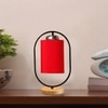 Devansh Red Cotton Drum Wooden & Iron Table Lamp -17 Inch Height  -C
