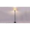 Sage White Natural Fiber Floor Lamp with Black Iron Base