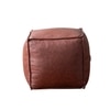 Cube Collection Dark Brown Faux Leather Pouf Ottoman
