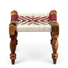 Hamilton Sheesham Wood 2 Seater Maachi Bench Set With 2 Stools In Assorted Multi-Colour Chindi & White Rope Canning