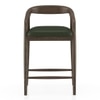 Zen Solid Wood Bar Stool (Danish Walnut Finish, Olive Leatherette Colour)