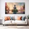 The Castle Decor Lord Buddha Meditation Wall Art Framed Painting 27x48 Inch (Style 17)